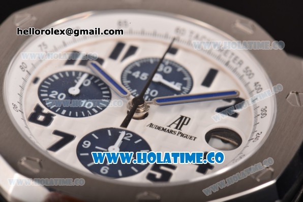 Audemars Piguet Royal Oak Offshore Navy Chronograph Swiss Valjoux 7750 Automatic Steel Case with White Dial and Blue Markers - 1:1 Best Edition (JF) - Click Image to Close